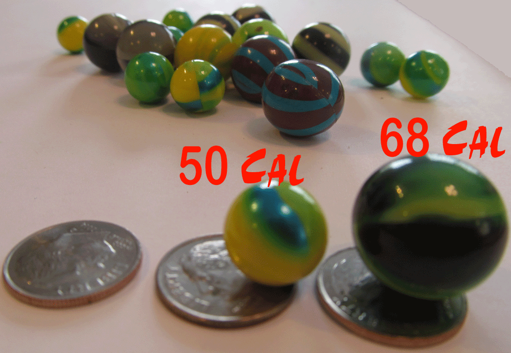 paintball sizes